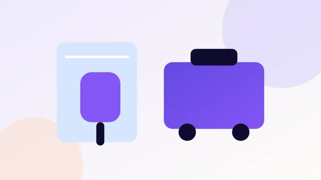 Illustration of a fridge containing a pen beside a travel case